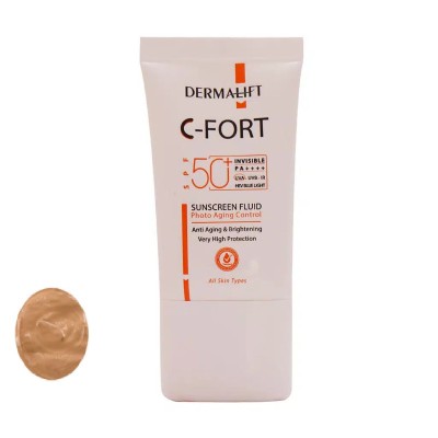 کرم ضد آفتاب حاوی ویتامین c بدون رنگ دست و صورت درمالیفت spf 50 مدل  anti spot محافظ  uva uvb  مناسب برای انواع پوست حجم 40 میلی لیت