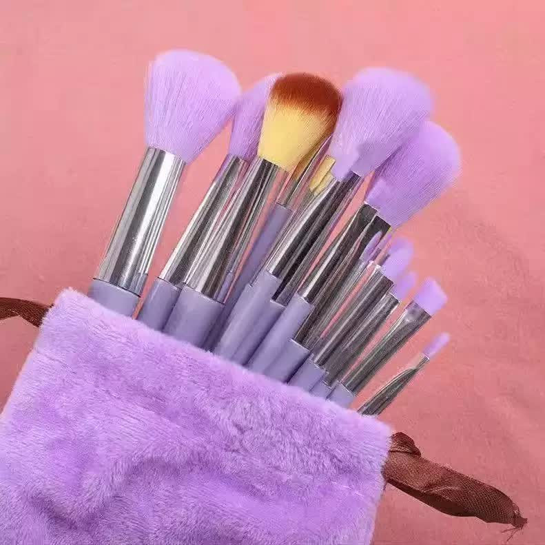 ست براش آرایشی مدل All-in-One 13 بسته 13 عددی - قهوه ای