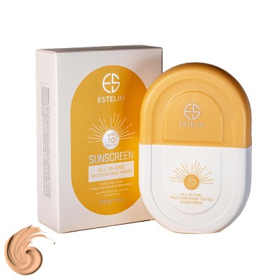 کرم ضدآفتاب رنگی استیلن SPF70 مدل All-In-One مناسب برای انواع پوست، حجم 50 میلیلیتر