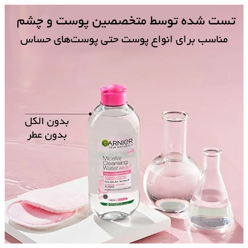 محلول پاک کننده آرایش صورت گارنیه مدل Skin Naturals حجم 400 میلی‌لیتر
