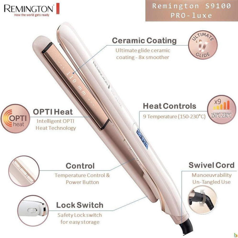 اتو مو رمینگتون Remington مدل S9100 پرولوکس | سرامیک پیشرفته با فناوری OPTIheat گارانتی بدر