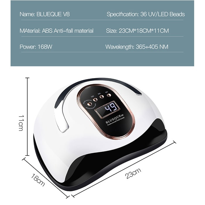 لاک خشک کن بلوکیو Blueque مدل BQ-V8 | دستگاه یووی ال ای دی سالنی و پرقدرت