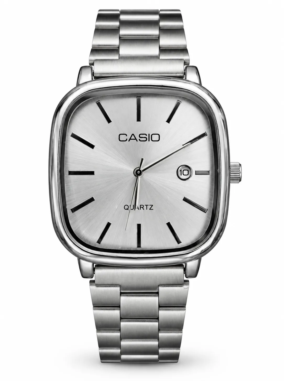 ساعت مچی کاسیو CASIO اولد مانی نقره‌ای با صفحه سفید و قاب چهارگوش