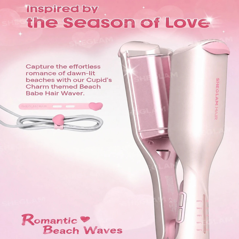 فر کننده مو شیگلم ساحلی مدل Cupid’s Charm Beach Babe Hair Waver سایز 25 میلی‌متر با تایمر هوشمند و پوشش سرامیکی