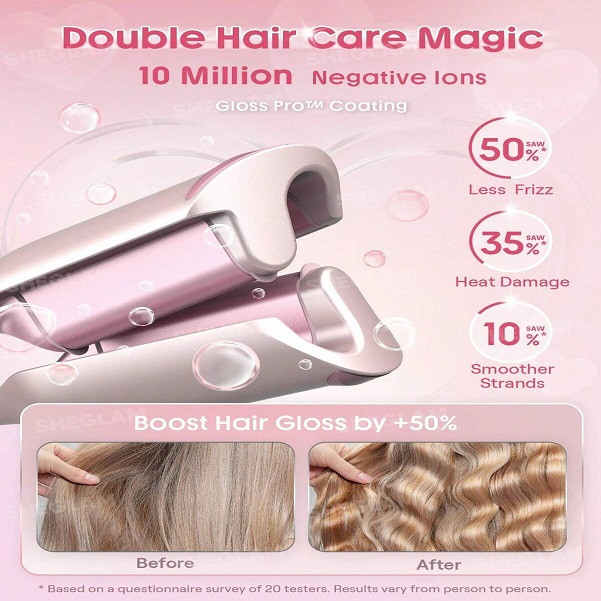 فر کننده مو شیگلم ساحلی مدل Cupid’s Charm Beach Babe Hair Waver سایز 25 میلی‌متر با تایمر هوشمند و پوشش سرامیکی